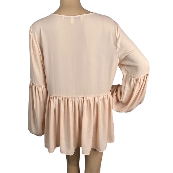 Banana Republic x Olivia Palermo Peach Pink Gathered Empire Blouse SZ M - Picture 6 of 10
